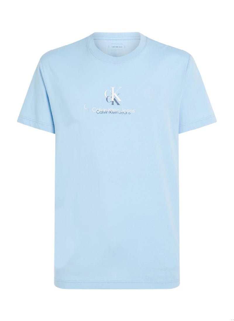 Calvin Klein Jeans Men's Monogram T-Shirt - Cotton, Blue  - Image 2