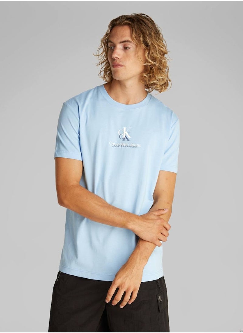 Calvin Klein Jeans Men's Monogram T-Shirt - Cotton, Blue  - Image 1