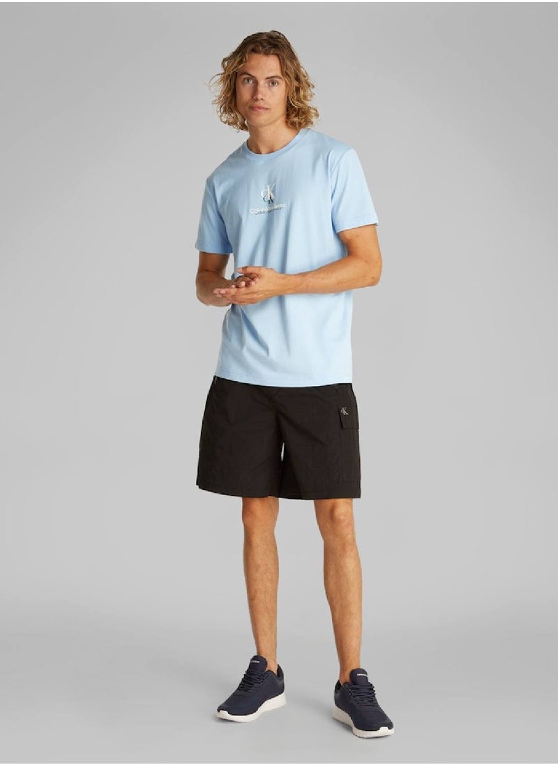 Calvin Klein Jeans Men's Monogram T-Shirt - Cotton, Blue  - Image 3