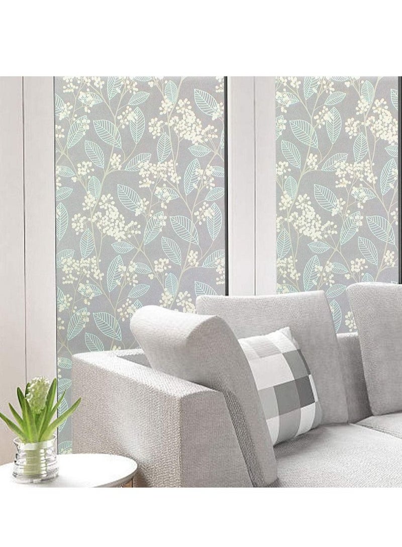 كابتن تيك Privacy Window Film, 3D Leaf Pattern Decorative Static Cling Window Non-Adhesive Anti UV Static Cling Glass Film Protection for Home Kitchen Bedroom 45 x 200 cm - Image 3