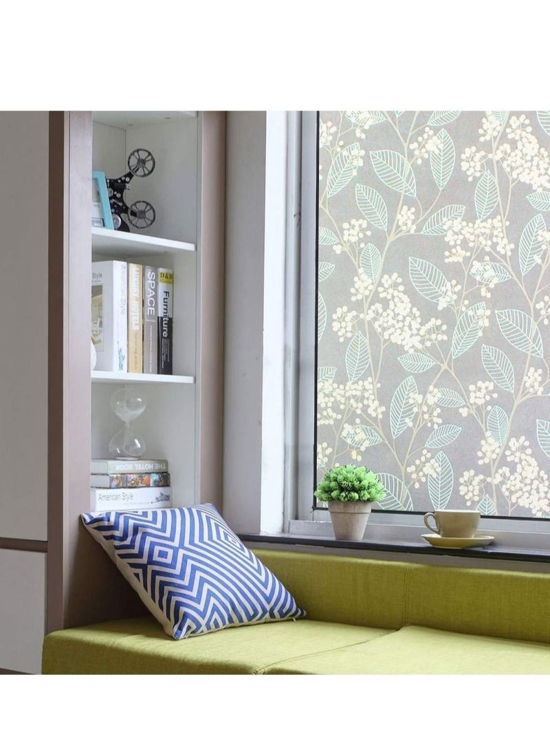 كابتن تيك Privacy Window Film, 3D Leaf Pattern Decorative Static Cling Window Non-Adhesive Anti UV Static Cling Glass Film Protection for Home Kitchen Bedroom 45 x 200 cm - Image 4