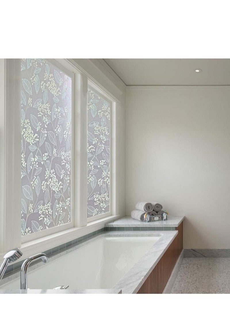 كابتن تيك Privacy Window Film, 3D Leaf Pattern Decorative Static Cling Window Non-Adhesive Anti UV Static Cling Glass Film Protection for Home Kitchen Bedroom 45 x 200 cm - Image 5