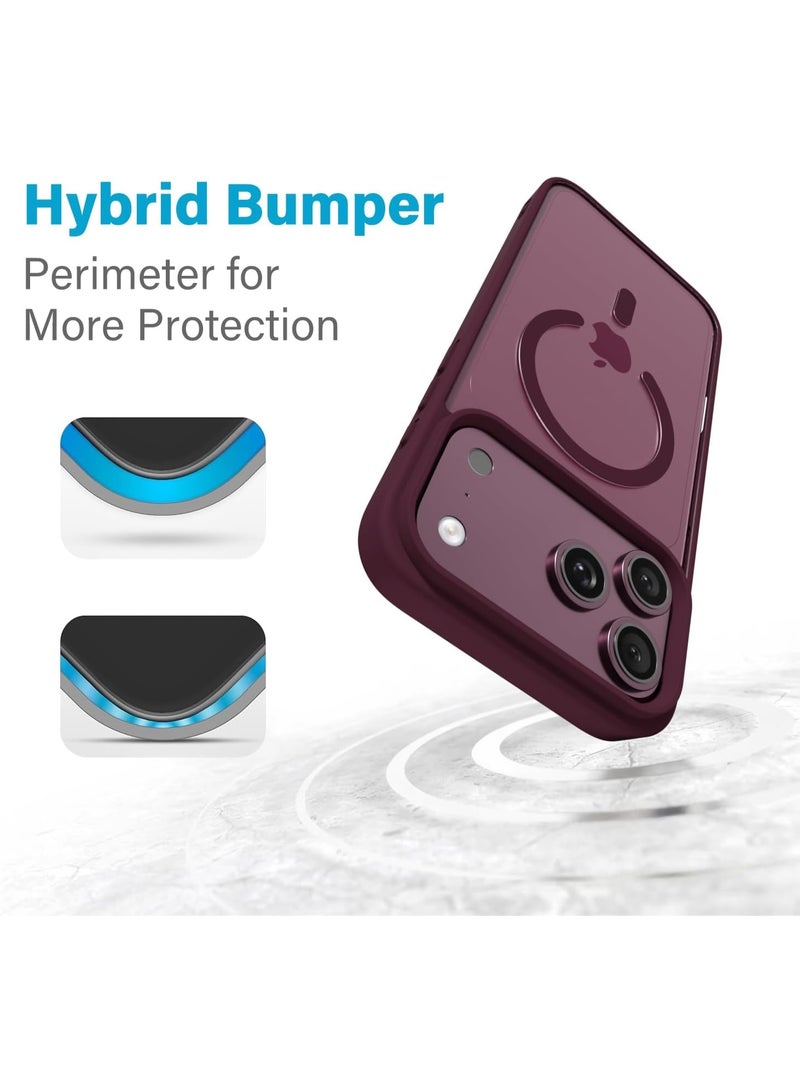 أكاليكس جراب مغناطيسي لهاتف آيفون 17 برو [مقاوم للصدمات ونحيف] غطاء خلفي صلب غير لامع مع حماية عالية الجودة | أحمر داكن - Image 4