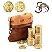 Byhoo 50 PCS Gold Coins PU Leather Bag DND Metal Coins Fantasy Coins Treasure for Board Games Fake Coins As Game Tokens for Dungeons Dragons Tabletop TTRPG Games Medieval Retro Accessories Addons - Image 3