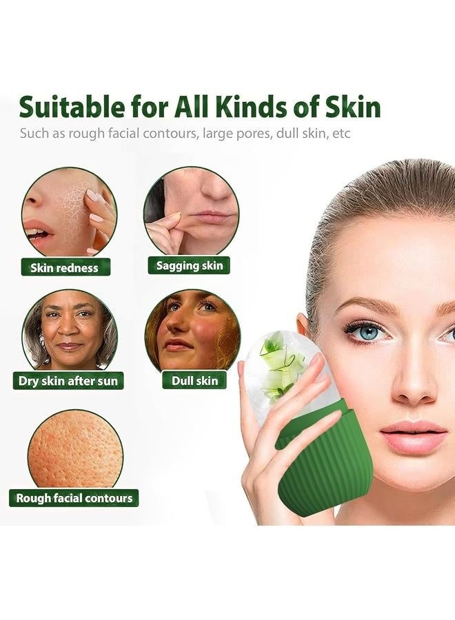 إسكدنيا مدلكة ثلج للوجه والعينين والرقبة - ترطيب طبيعي للبشرة، إزالة انتفاخات العين، تقليل آلام الصداع النصفي - قالب ثلج سيليكون قابل لإعادة الاستخدام (أخضر) - Image 5