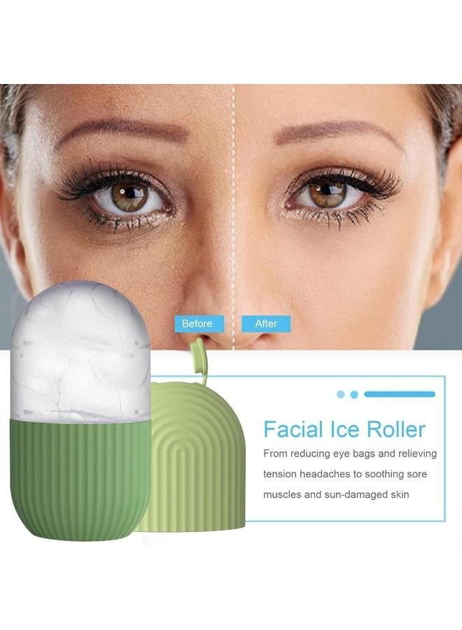 إسكدنيا مدلكة ثلج للوجه والعينين والرقبة - ترطيب طبيعي للبشرة، إزالة انتفاخات العين، تقليل آلام الصداع النصفي - قالب ثلج سيليكون قابل لإعادة الاستخدام (أخضر) - Image 3