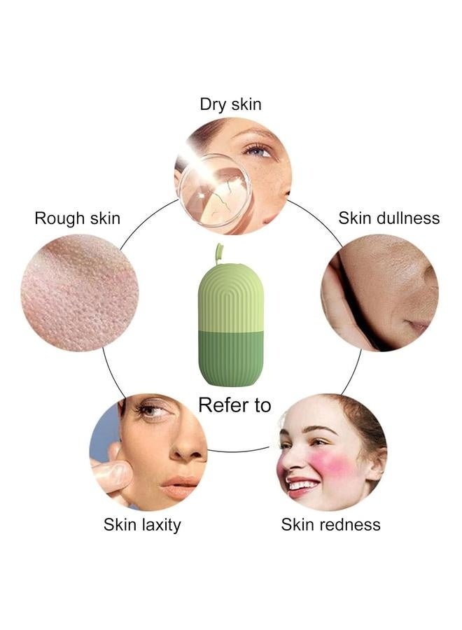 إسكدنيا مدلكة ثلج للوجه والعينين والرقبة - ترطيب طبيعي للبشرة، إزالة انتفاخات العين، تقليل آلام الصداع النصفي - قالب ثلج سيليكون قابل لإعادة الاستخدام (أخضر) - Image 4