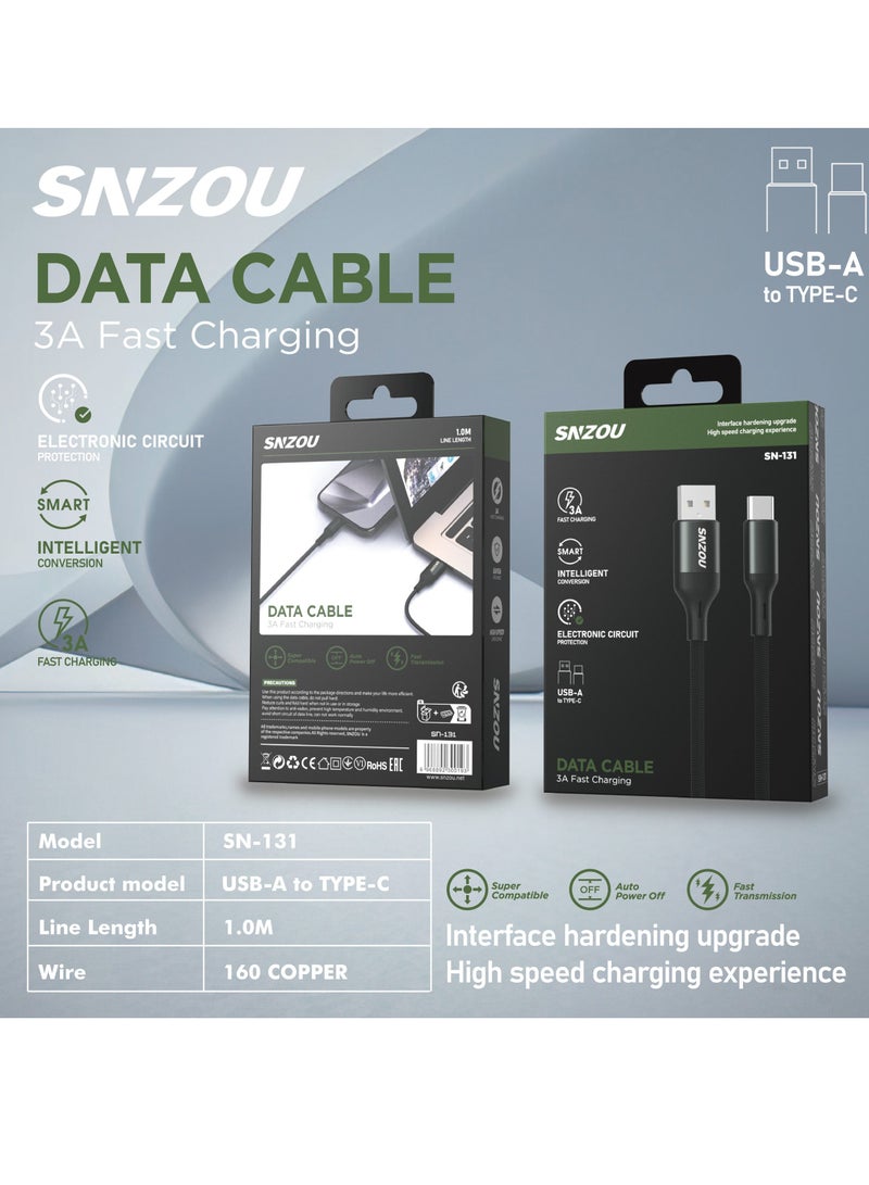 SNZOU Snzou Smart Charge 3A USB-A to Type-C Cable 1M sn-131 fast charging - Image 3
