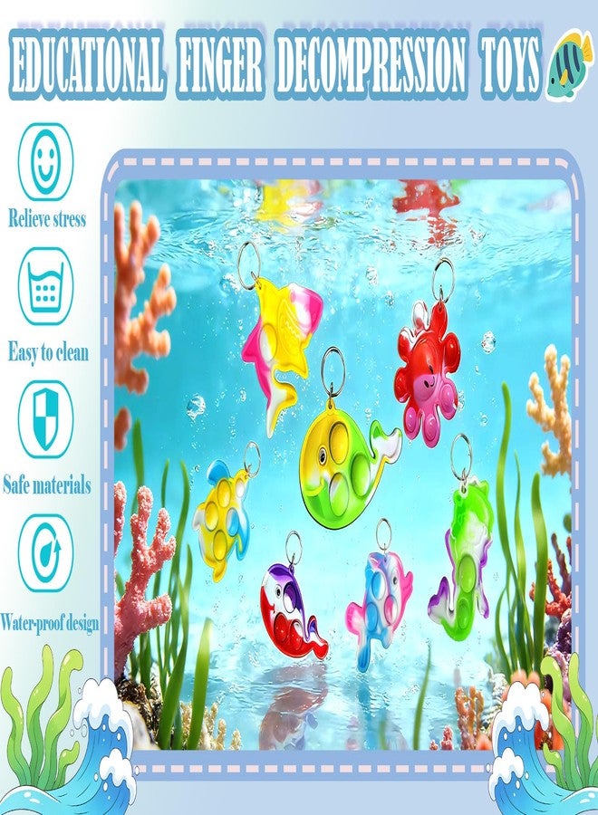 HOZKEAP 100 Packs Bulk Fidget Bubble Bulk Mini Pop Fishs Octopus, whales, dolphins, turtles, sharks Ocean shape Keychain , Holiday Party Favors Sea Animal Supplies Classroom summer Student gifts - Image 4