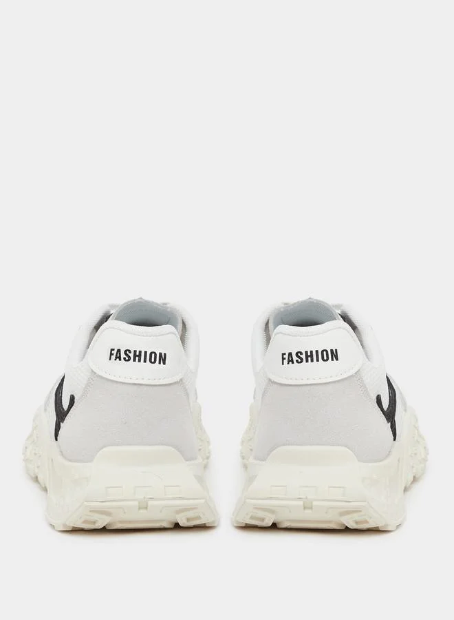 ستايلي Styli Mesh Insert Panelled Lace Up Sneakers