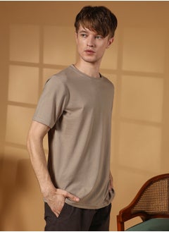 كامبوس سوترا Men's Cloud Grey Solid Regular T-Shirt  - Image 3