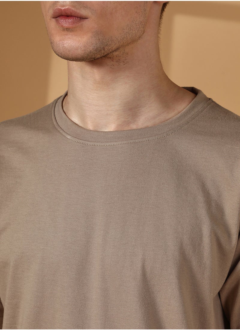 Campus Sutra - Men's Cloud Grey Solid Regular T-Shirt - Image 1