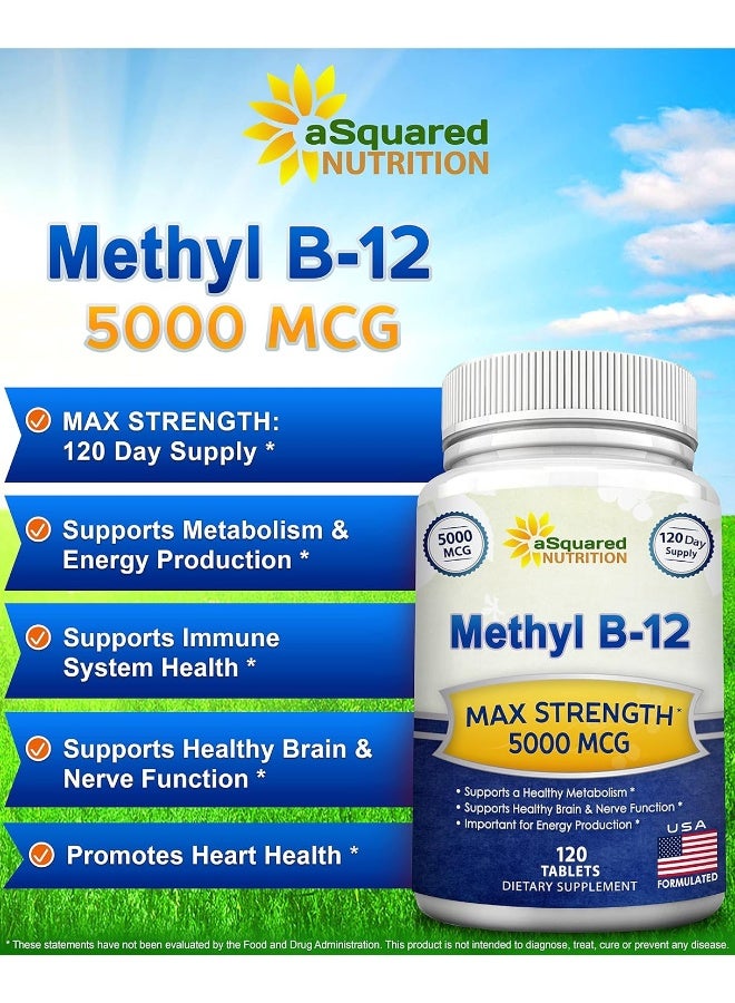 aSquared Nutrition Methyl B-12 Max Strength 5000 MCG Tablets for Adults - Image 2
