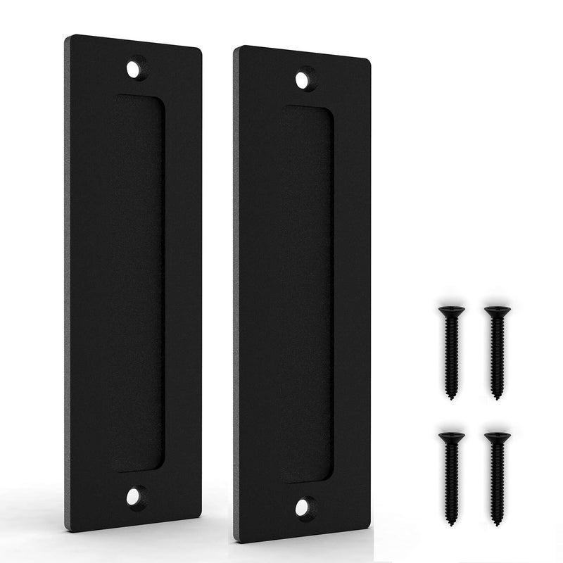 Orgerphy 7 Black Barn Door Handle Finger Pull Set 2 Packs Heavy Duty Modern Simple Invisible Handle for Gates Garages Sheds Barn Door Pocket Door with Flat Bottom Easy to Install 2 PCS
