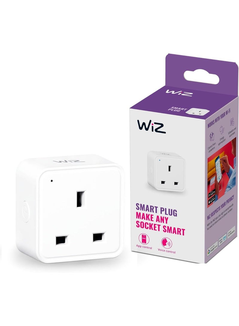 Wiz Smart Plug WiFi Connected |Remote And Voice Control, Compatible with Alexa & Google Assistant| Energy Monitoring |Timer & Schedule Function-UK 3-Pin Plug Adapter - Image 1