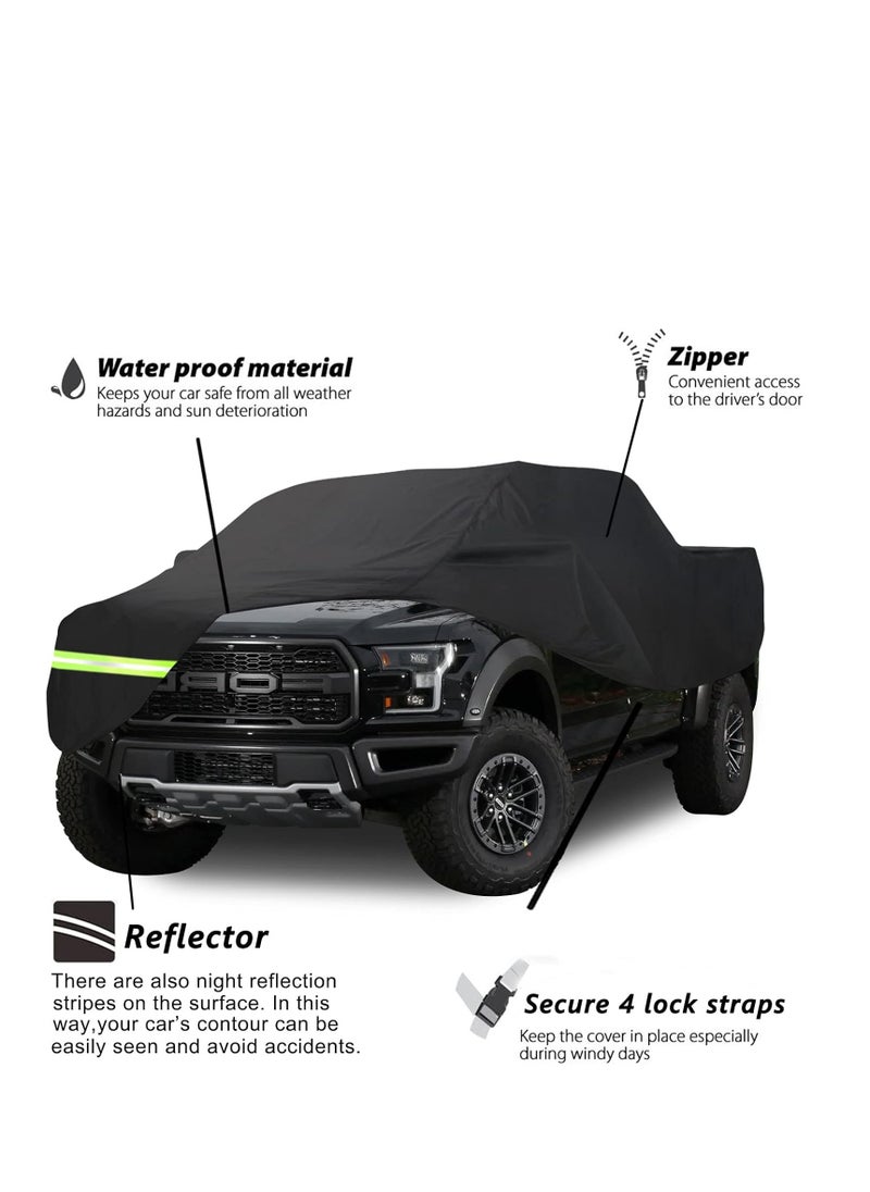 Cool Baby COOLBABY Waterproof Car Covers for Ford F150 F250 F350 Raptor Pickup Truck Super Crew Cab 5FT- 8FT Long Bed Box Truck 190T Covers Customer Fit 100% Waterproof Windproof Strap & Double Door Zipper  - Image 3