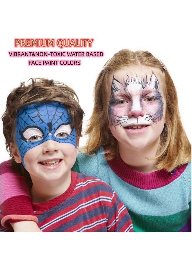 Generic - Face Painting Kit for Kids Party- 16 Water Based Non-Toxic Sensitive Skin Paints with Stencils, 2 Painted Stick, Halloween Makeup Kit - Safe and Easy to Use Face Paint Kit for Kids - Image 1