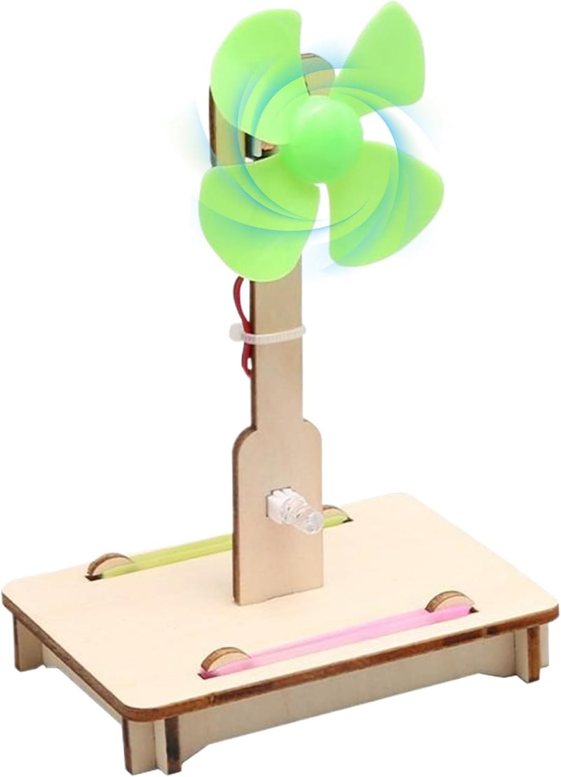 KASTWAVE Windmill Kit for Kids, Wooden Wind Turbine Generator DIY Kit, Mini Teaching Generator, Educational Physics Experiment, Renewable Energy Learning Tool for Children - Image 1