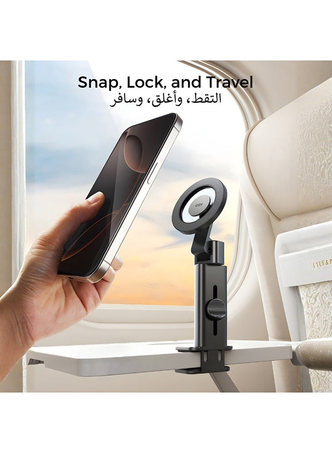 ESR for MagSafe Airplane Phone Holder, Airplane Travel Essentials, Portable Travel Phone Holder, Magnetic Plane Phone Mount with Metal Ring for iPhone 17 16 16e 15 14 13 12, Samsung, Android, Google Black - Image 2