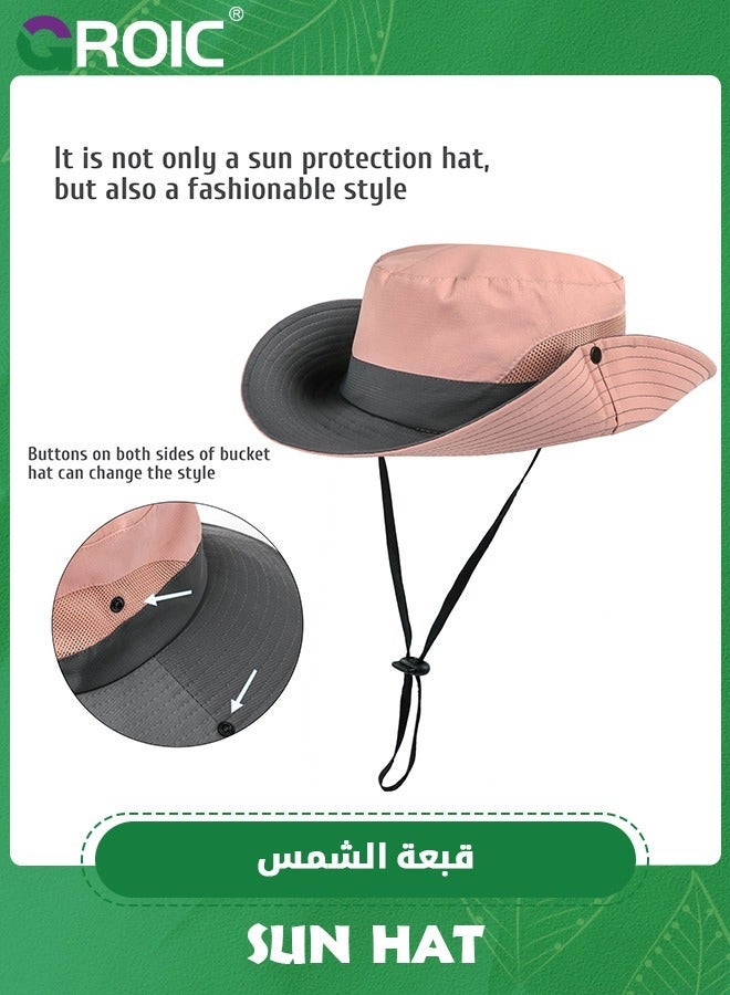 GROIC Women's Sun Hat with Ponytail Hole, Shade UV Protection Foldable Mesh Wide Brim Beach Fishing for Women, Super Hiking  - Image 4