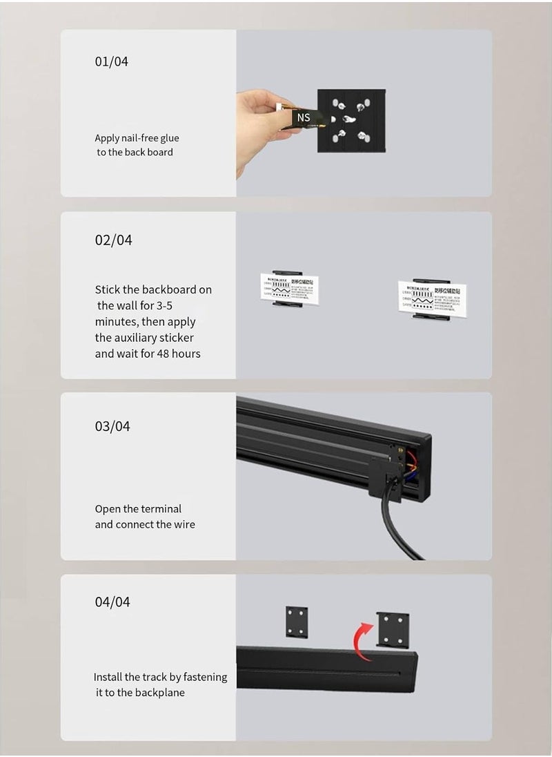 Generic - Power Track Socket Wall Mounted Sliding Rail 80cm with 3 AC Universal Outlet adapters, USB-C port charging Wall Outlet,Suitable for Kitchen, Living Room, Study, Office - Image 1