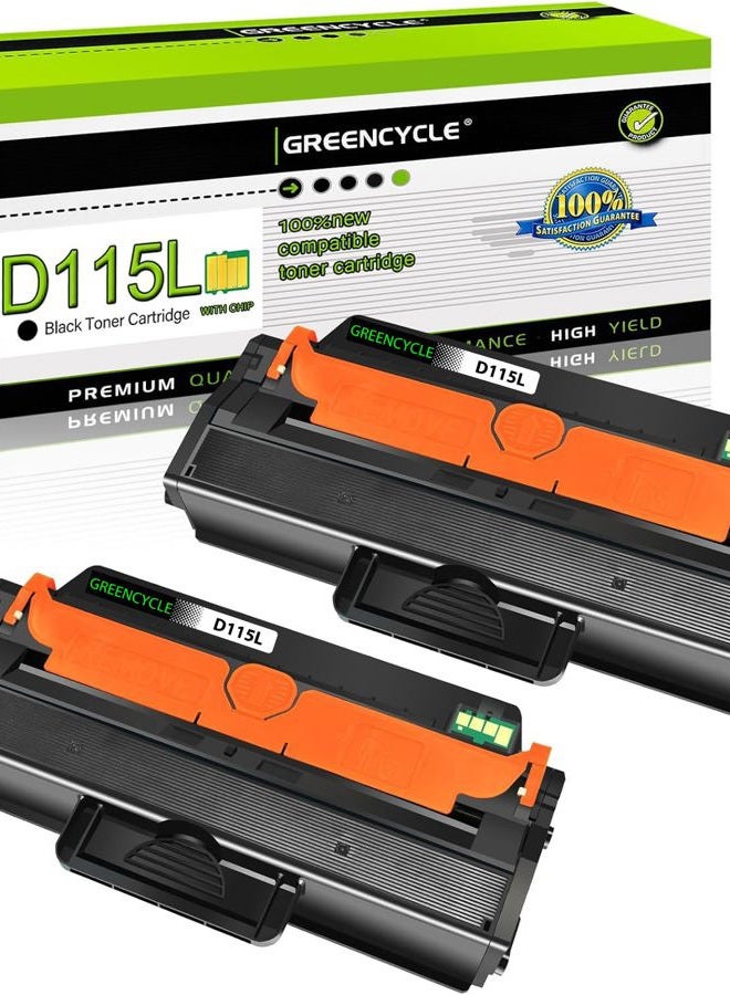 GREENCYCLE 2 Pack MLT-D115L D115L Black High Yield Toner Cartridge Compatible for Samsung Xpress SL-M2830DW SL-M2880FW SL-M2670 SL-M2620 SL-2620ND SL-2820DW SL-2820ND M2670FN M2670N M2870FD M2870FW - Image 1