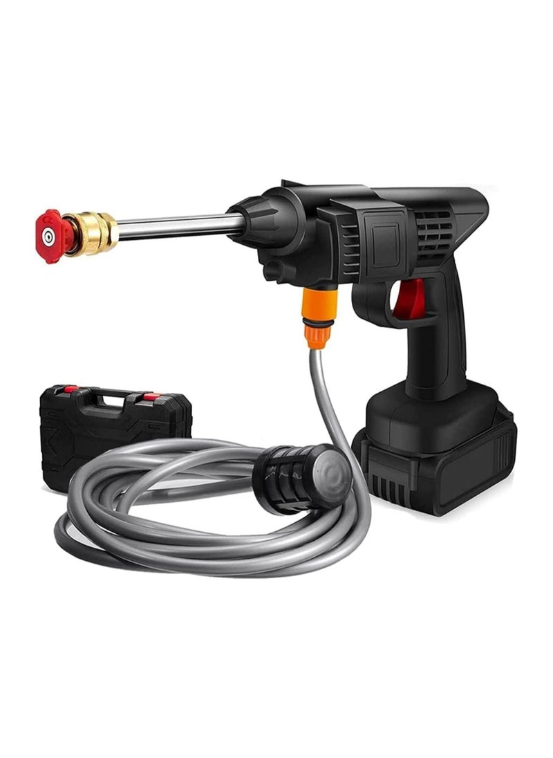 ELTRAZONE Cordless 48V Electric High Pressure Car Washer Manual Rechargeable Car Washing Machine with Adjustable 3-in-1 Nozzle and Hose Pipe for Washing Cars Watering Flowers Cleaning Floors