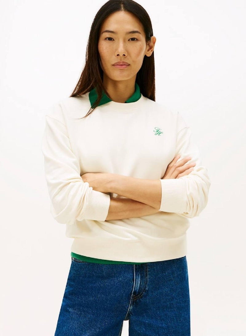 TOMMY HILFIGER Logo Embroidery Terry Sweatshirt - Image 1
