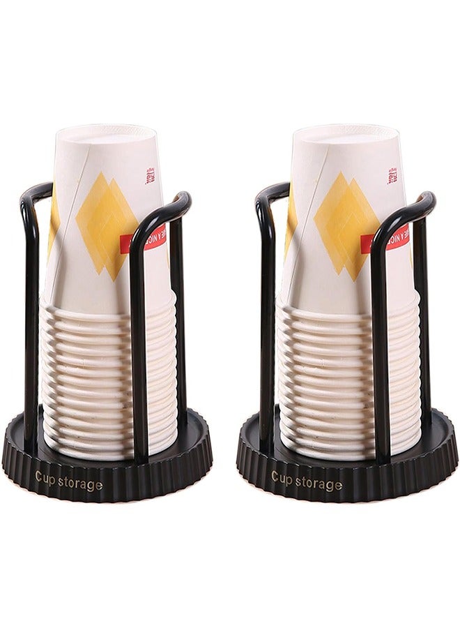 2-Piece Paper Cup Holder, Versatile Storage Holder for Disposable Cups, Coffee Cups or Tea Cups on Desk (Black) - Image 1