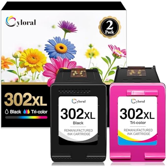 302XL INK CARTRIDGES COMPATIBLE WITH HP 302 302 XL (BLACK & TRI-COLOUR) WORK WITH OFFICEJET 3831 5230 3830 5220 4655 3835 3834 DESKJET 3630 3636 ENVY 4525 4520 4527 4524 PRINTER (2 PACK) - Image 1