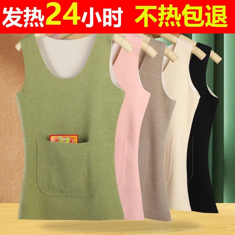 Shake Tone Same Style Plus Pocket Double Pocket Warm Vest Women'S Velvet Warm Belly Warm Belly Warm Treasure Cold-Proof Fleece-Lined Thickened - Image 2