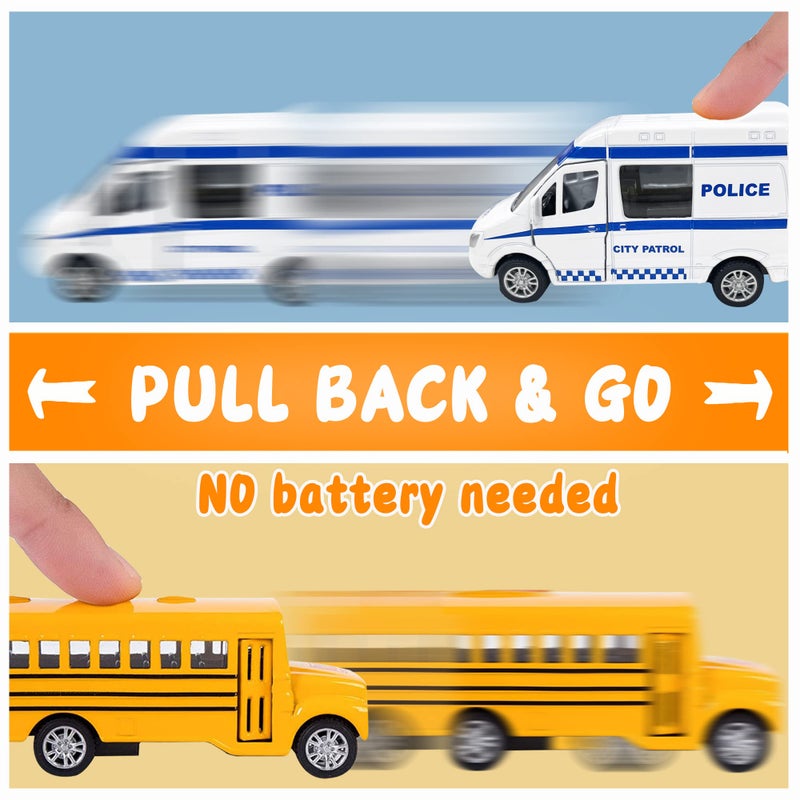 KIDAMI Die-cast Metal Toy Cars Set of 5, Openable Doors, Pull Back Car, Stocking Stuffers, Gift Pack for Kids Grandkids (Official Car) - Image 4