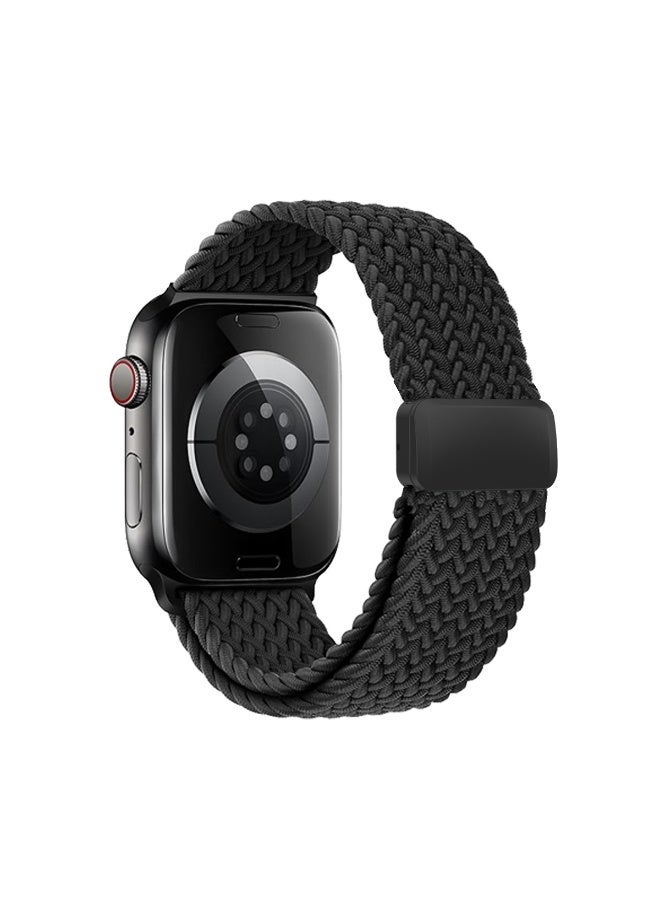مشبك مغناطيسي متوافق مع أحزمة ساعة Apple Watch 38 مم 40 مم 41 مم 42 مم 44 مم 45 مم 46 مم 49 مم؛ حزام رياضي من النايلون لساعة iWatch Ultra 3 و2 Series 11 10 9 8 7 6 SE 5 4 3 للنساء والرجال (أسود) - Image 2