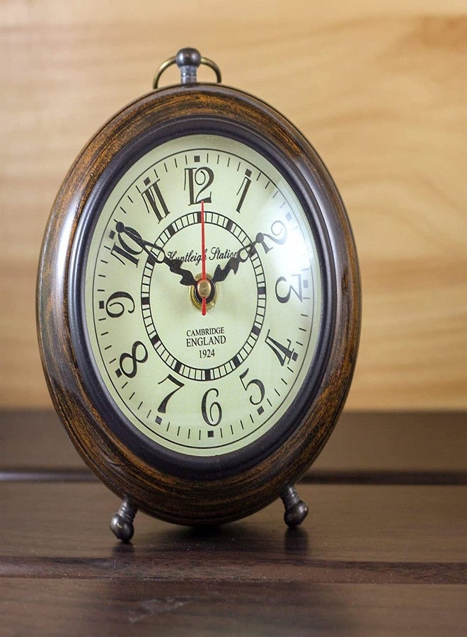 Unique Nautical Wooden Table Top Clock Antique Style Office Home Decor Handicrafts Items Wedding Gift Bedroom Living Room Table Clock Antique Style (5 Inch, Brown) - Image 3