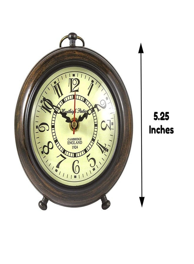 Unique Nautical Wooden Table Top Clock Antique Style Office Home Decor Handicrafts Items Wedding Gift Bedroom Living Room Table Clock Antique Style (5 Inch, Brown) - Image 4