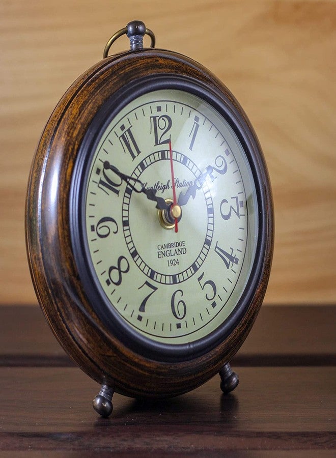 Unique Nautical Wooden Table Top Clock Antique Style Office Home Decor Handicrafts Items Wedding Gift Bedroom Living Room Table Clock Antique Style (5 Inch, Brown) - Image 5