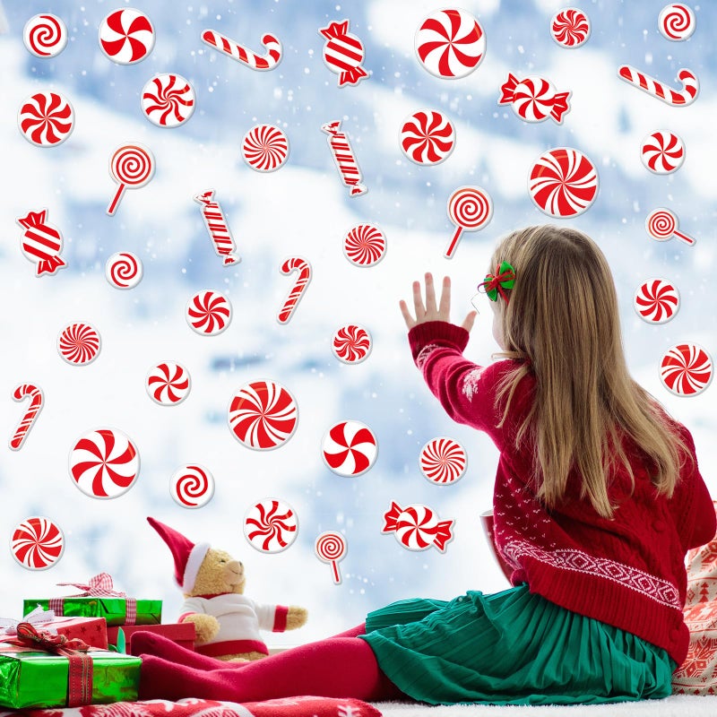 وولاين Whaline 2 ورقة عيد الميلاد هلام سميكة Clings الشتاء عيد الميلاد النعناع النافعة النافذة الشارات هلام قابلة لإعادة الاستخدام الأحمر حلوى حلوى الكرب - Image 4