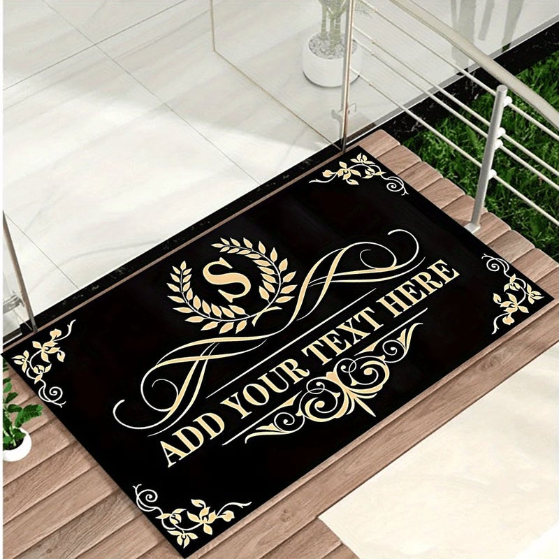 1pc Flannel Custom Text Doormat 40x120cm Personalized Non Slip Floor Mat Machine Washable For Front Door Decor Housewarming And Wedding Gifts Indoor Outdoor Use - Image 1
