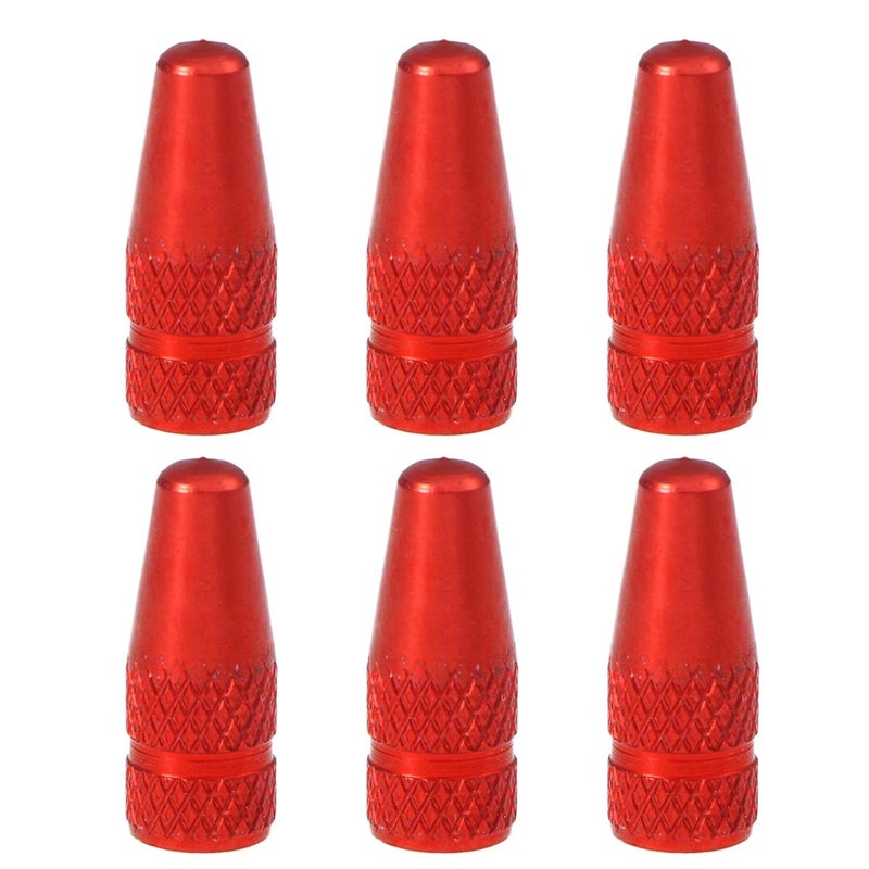 Aluminum Alloy Bicycle Valve Caps 6 Pcs Red Dustproof Anti Rust For Road Mountain Bike - Image 2