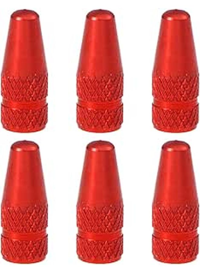 Aluminum Alloy Bicycle Valve Caps 6 Pcs Red Dustproof Anti Rust For Road Mountain Bike - Image 1