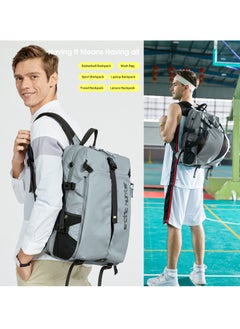 ARCTIC HUNTER Durable Gym Sports Backpack Water Resistant 18.5 Inch Casual Daypack with Luggage Trolley Carry Belt and Built in USB Jack for Men B00391-XD Grey  - Image 4