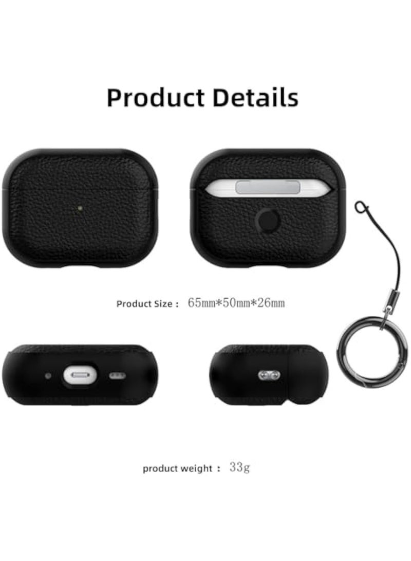 Arabest for AirPods Pro 3 Generation Case, Compatible with AirPods Pro 3 Gen (2025), Drop Protection Cover with Keychain, Litchi Faux Leather, Shock-Proof Protective TPU Case with Cleaner Kit and Keychain (Grey) - Image 4