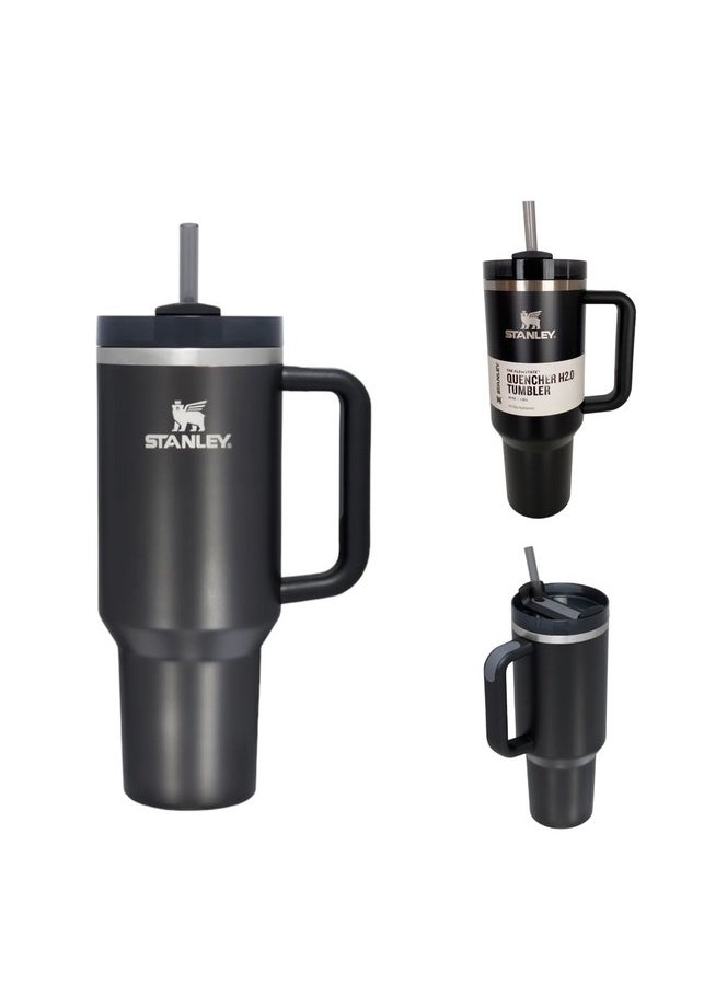 Stanley - Quencher H2.0 FlowState Vacuum Insulated Tumbler – 40oz Black Stainless Steel Travel Mug with Leakproof Lid and Reusable Straw, Double-Walled Thermos Bottle Keeps Drinks Cold for 24 Hours or Hot for 7 Hours, Durable, BPA-Free, Portable Cup for Work, Gym, and Outdoor Hydration - Image 1