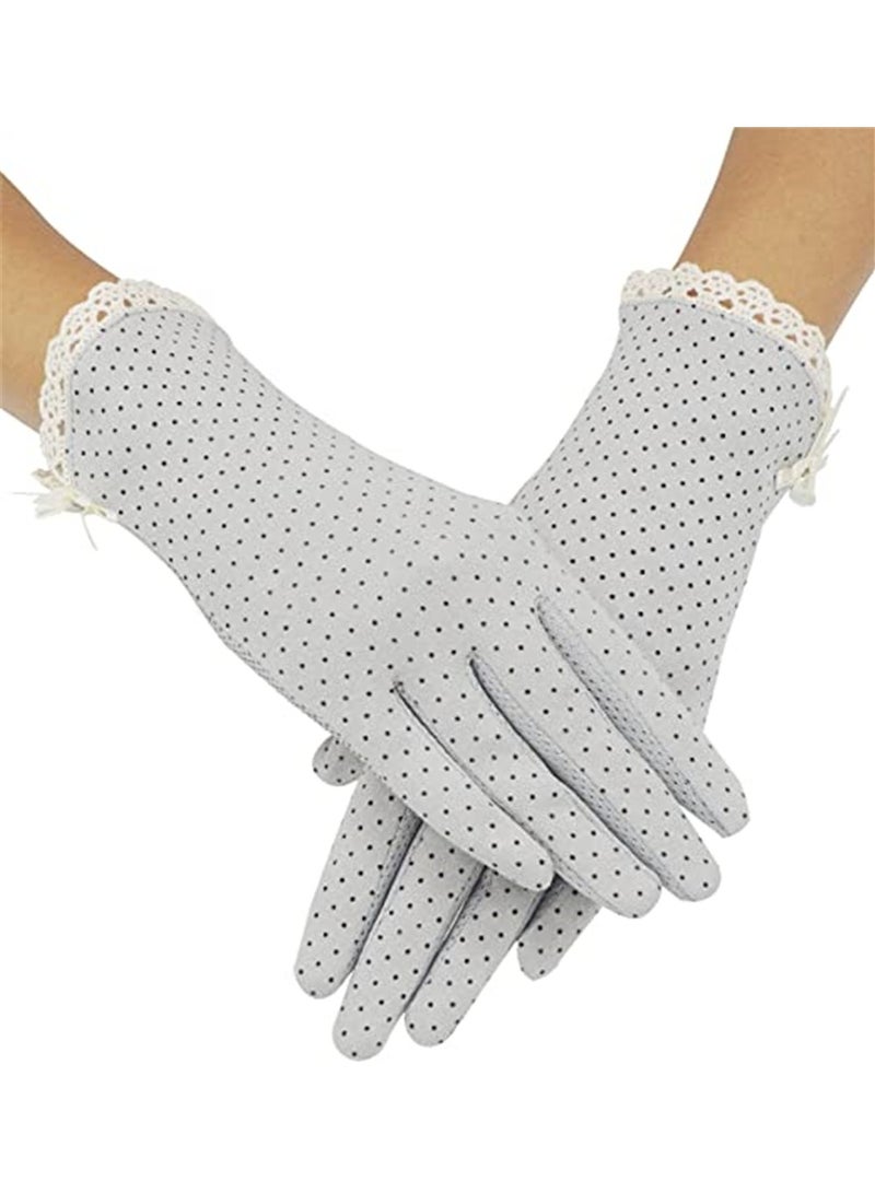 Luckam Lady Summer Anti-UV Gloves, Screen Touchable Gloves Uv Protection Cotton Touchscreen Anti-skid Driving Gloves for Wedding Party Costume - Image 2