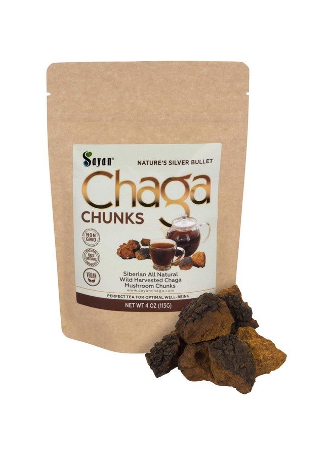 sayan Siberian Pure Raw Chaga Mushroom Chunks With Black Top Crust 4 Oz / 113 G Premium Wild Forest Harvested Super Antioxidant Tea Supports Immune System And Digestive Health - Image 1