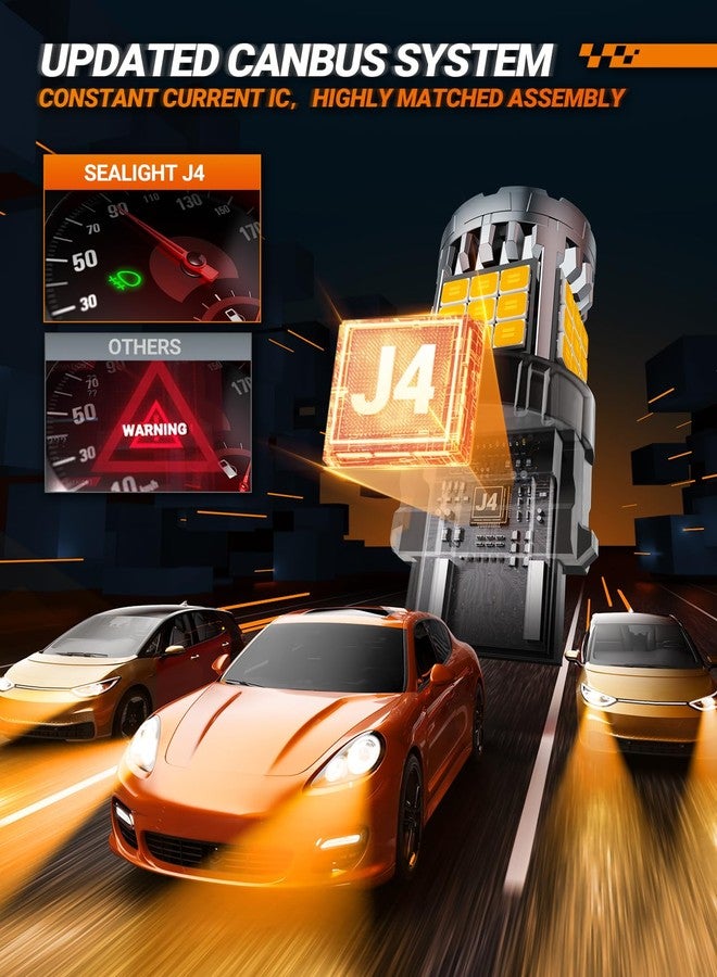 SEALIGHT 3157 LED Bulbs Turn Signal Lights Amber Yellow, 600% Brighter 3056 3156 4057 4157 LED Bulb for Front Rear Turn Signal Light Marke Blinker Parking Lights, Pack of 2 - Image 5