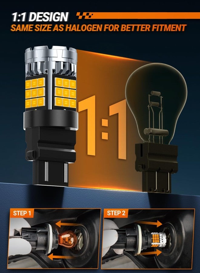 SEALIGHT 3157 LED Bulbs Turn Signal Lights Amber Yellow, 600% Brighter 3056 3156 4057 4157 LED Bulb for Front Rear Turn Signal Light Marke Blinker Parking Lights, Pack of 2 - Image 4