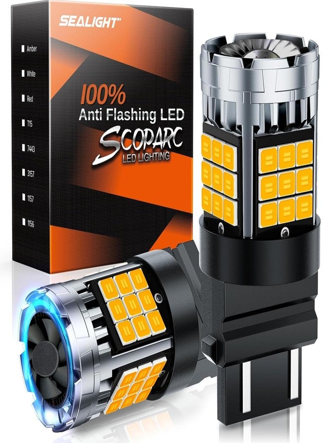 SEALIGHT 3157 LED Bulbs Turn Signal Lights Amber Yellow, 600% Brighter 3056 3156 4057 4157 LED Bulb for Front Rear Turn Signal Light Marke Blinker Parking Lights, Pack of 2 - Image 1