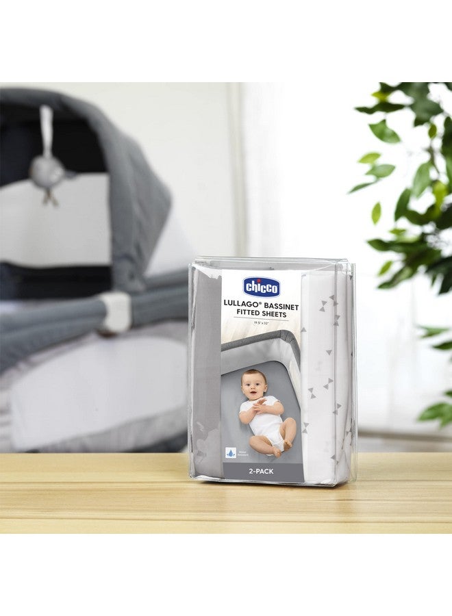 Chicco LullaGo Bassinet Sheets - Grey Triangle 2-Pack | Grey - Image 5