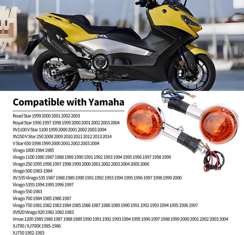 ضوء مؤشر إشارة الانعطاف الخلفي العالمي للدراجات النارية متوافق مع Yamaha XV250 V Star 250 2008-2014 V Star 650 1998-2004 XV1100 V Star 1100 Virago 1000 XV 535 Virago 535 XJ700X XJ750 - Image 4
